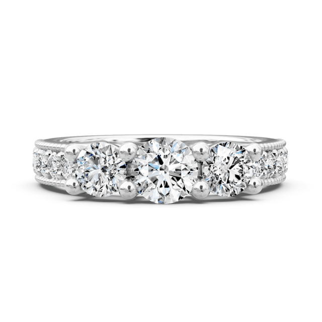 1.30 CT Round Cut Natural Diamonds - Three Stone Rings