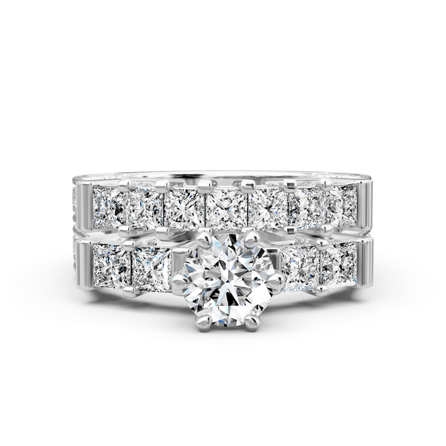1.90-7.40 CT Princess Cut Lab Grown Diamonds - Bridal Set