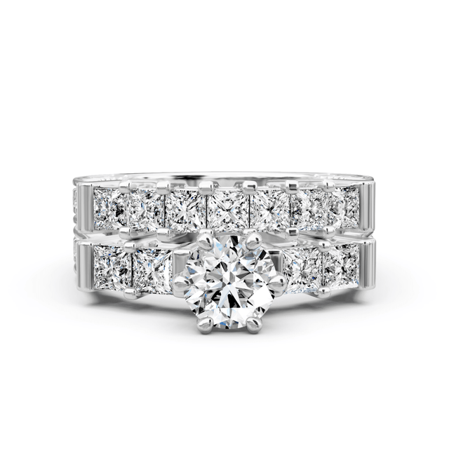 1.75-2.90 CT Princess Cut Natural Diamonds - Bridal Set