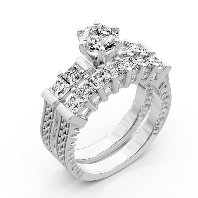 1.75-2.90 CT Princess Cut Natural Diamonds - Bridal Set