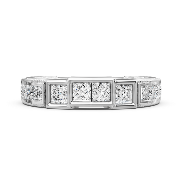 0.80 CT Princess Cut Lab Grown Diamonds - Wedding Band
