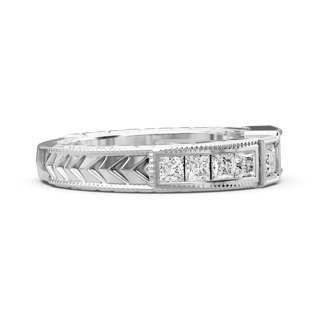 0.80 CT Princess Cut Natural Diamonds - Wedding Band