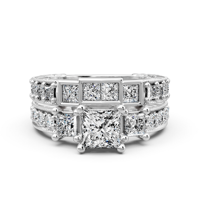2.00-7.50 CT Princess & Round Cut Lab Grown Diamonds - Bridal Set