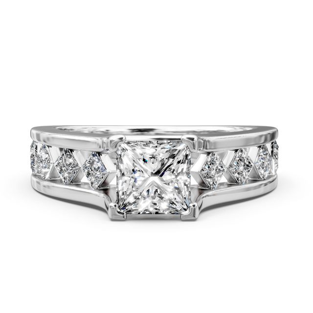1.30-6.80 CT Princess Cut Lab Grown Diamonds - Engagement Ring