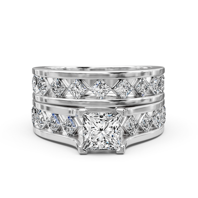 2.20-7.70 CT Princess Cut Lab Grown Diamonds - Bridal Set
