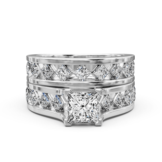 2.05-3.20 CT Princess Cut Natural Diamonds - Bridal Set