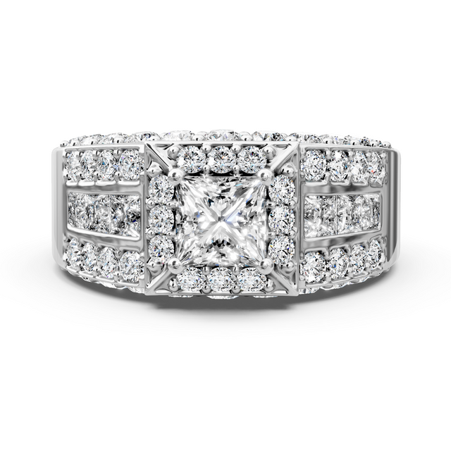 2.95-8.45 CT Princess & Round Cut Lab Grown Diamonds - Engagement Ring