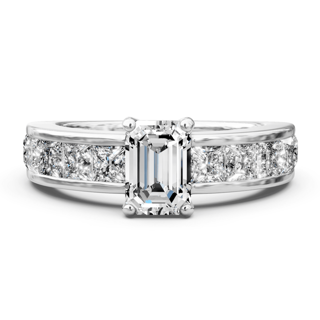 1.85-3.00 CT Emerald & Princess Cut Natural Diamonds - Engagement Ring