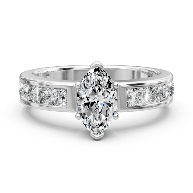 1.25-2.40 CT Princess Cut Natural Diamonds - Engagement Ring