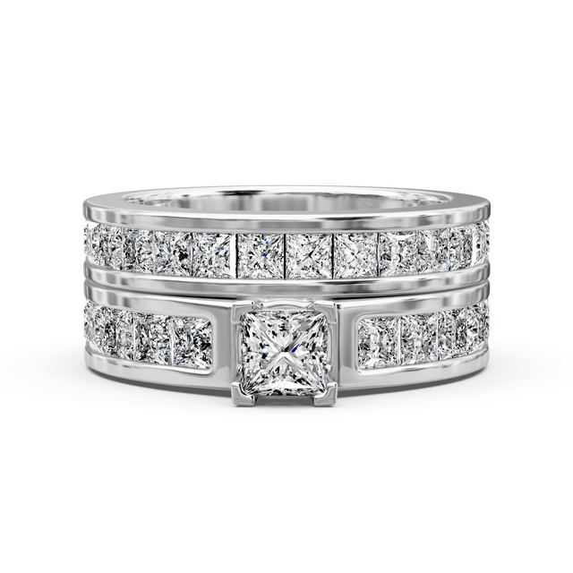 2.30-7.80 CT Princess Cut Lab Grown Diamonds - Bridal Set