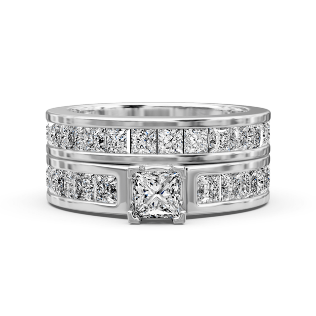 2.15-3.30 CT Princess Cut Natural Diamonds - Bridal Set