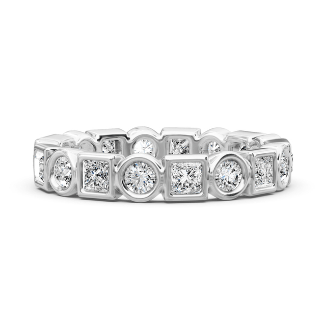 1.65 CT Princess & Round Cut Natural Diamonds - Eternity Rings
