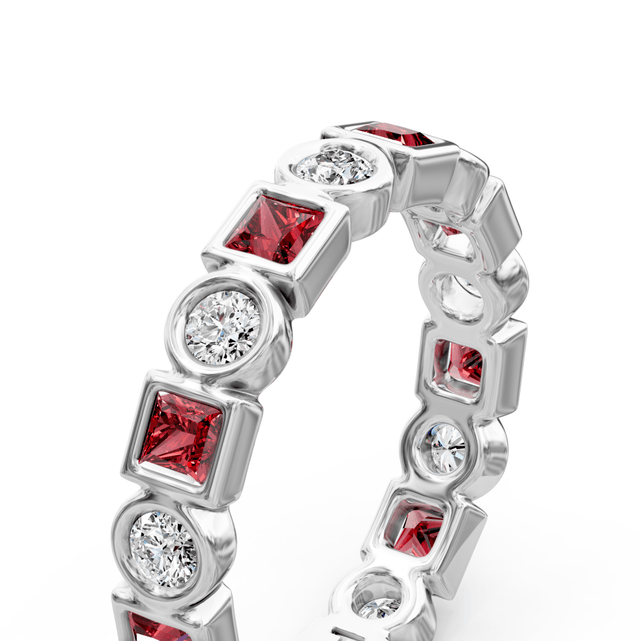 1.65 CT Princess & Round Cut Natural Diamonds - Eternity Rings