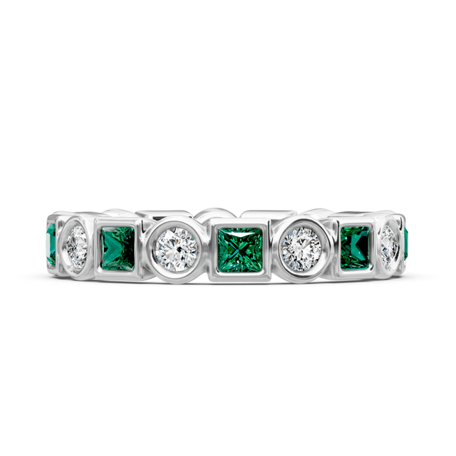 1.65 CT Princess & Round Cut Natural Diamonds - Eternity Rings