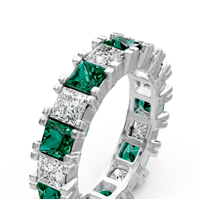 4.70 CT Princess Cut Natural Diamonds - Eternity Rings