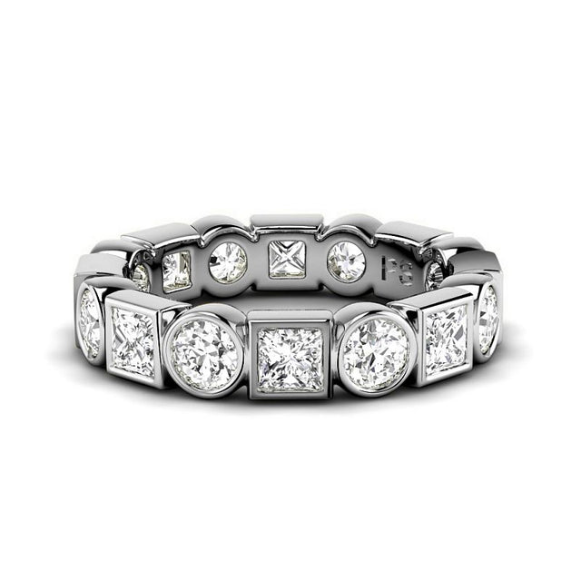 1.50 CT Princess & Round Cut Natural Diamonds - Eternity Rings