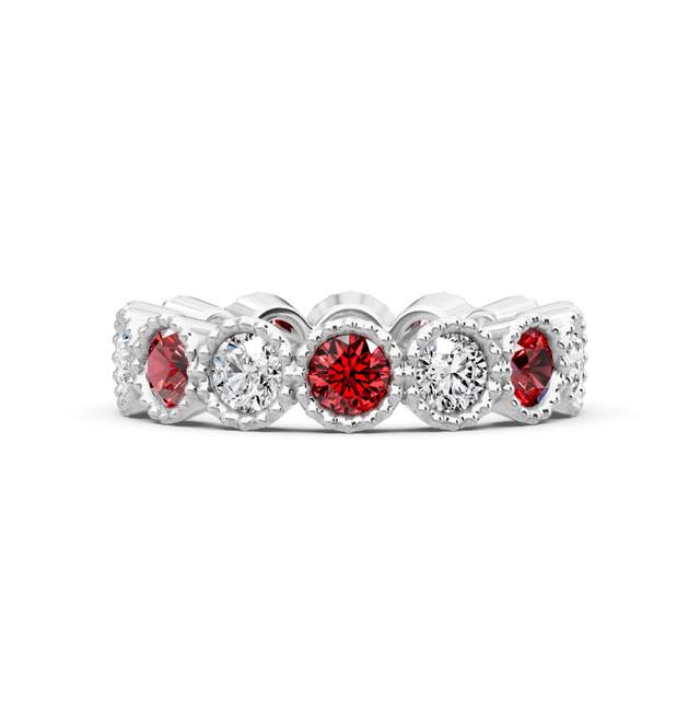 3.00 CT Round Cut Rubies and Diamonds - Eternity Rings