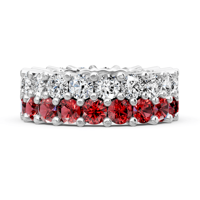 7.20 CT Round Cut Rubies and Diamonds - Eternity Rings
