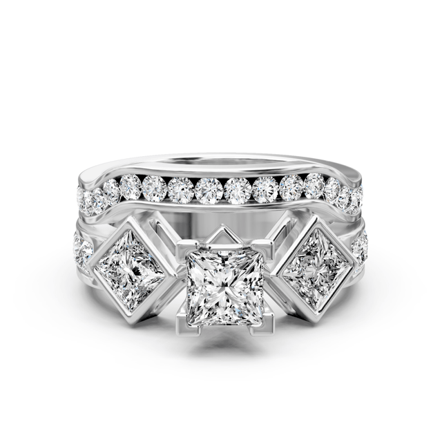 2.00-3.15 CT Princess & Round Cut Natural Diamonds - Bridal Set