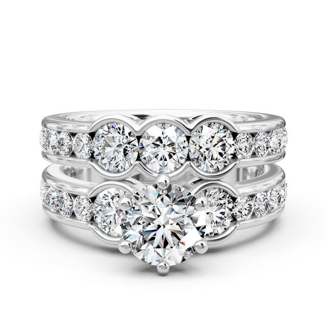 2.45-7.95 CT Round Cut Lab Grown Diamonds - Bridal Set