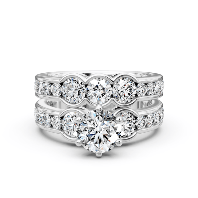 2.30-3.45 CT Round Cut Natural Diamonds - Bridal Set