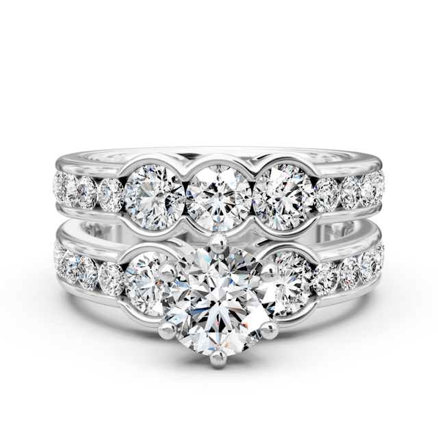 2.30-3.45 CT Round Cut Natural Diamonds - Bridal Set
