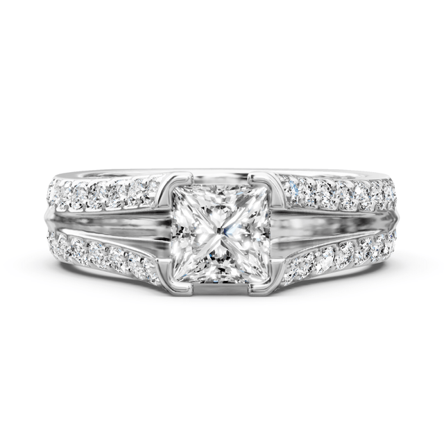 1.35-2.50 CT Princess & Round Cut Natural Diamonds - Engagement Ring