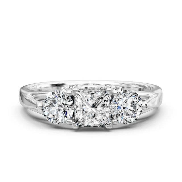 1.05-6.55 CT Princess & Round Cut Lab Grown Diamonds - Engagement Ring