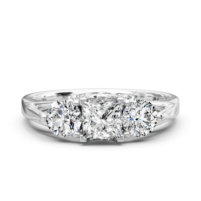 0.90-2.05 CT Princess & Round Cut Natural Diamonds - Engagement Ring