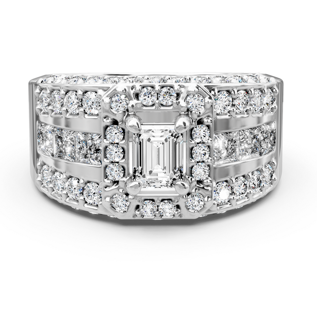 2.20-7.70 CT Emerald & Round Cut Lab Grown Diamonds - Engagement Ring