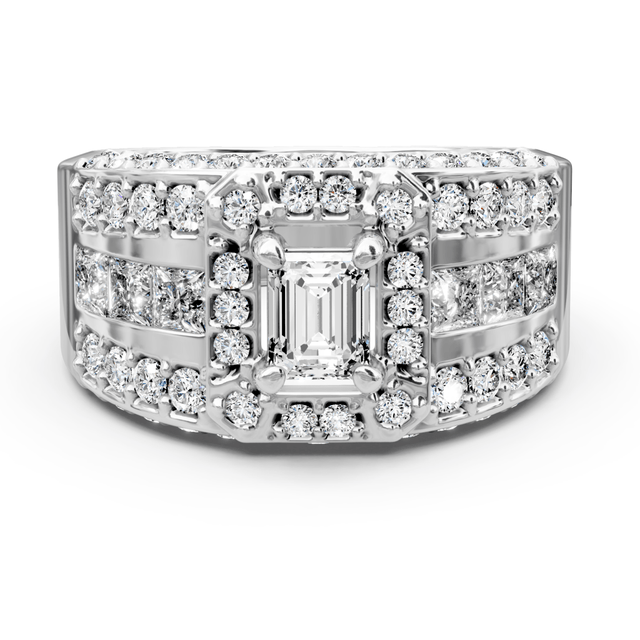 2.05-3.20 CT Emerald & Round Cut Natural Diamonds - Engagement Ring