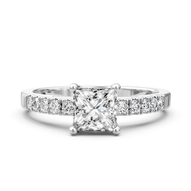 0.60-1.75 CT Princess & Round Cut Natural Diamonds - Engagement Ring