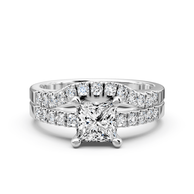 0.90-2.05 CT Princess & Round Cut Natural Diamonds - Bridal Set