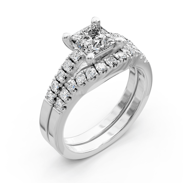 0.90-2.05 CT Princess & Round Cut Natural Diamonds - Bridal Set
