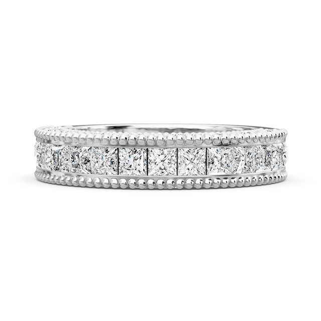 1.50 CT Princess & Round Cut Lab Grown Diamonds - Wedding Band