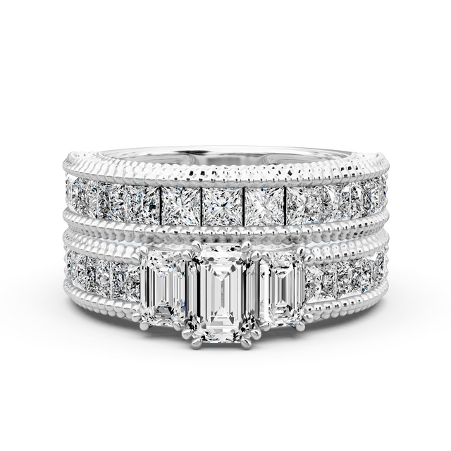 3.10-8.60 CT Emerald & Princess & Round Cut Lab Grown Diamonds - Bridal Set