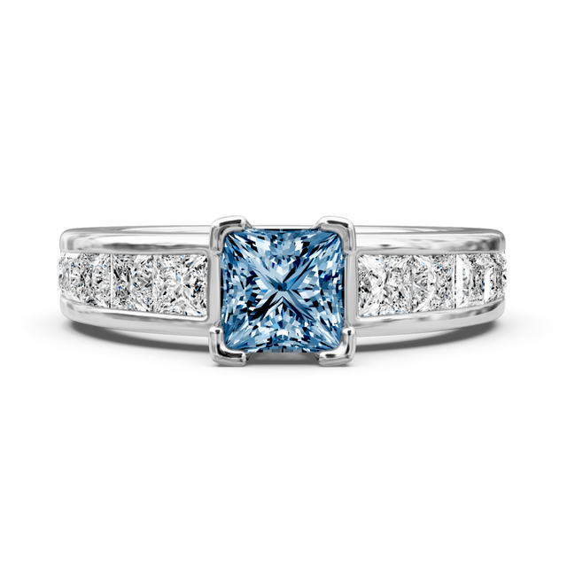 2.20-5.20 CT Princess Cut Fancy Blue Diamonds - Engagement Ring