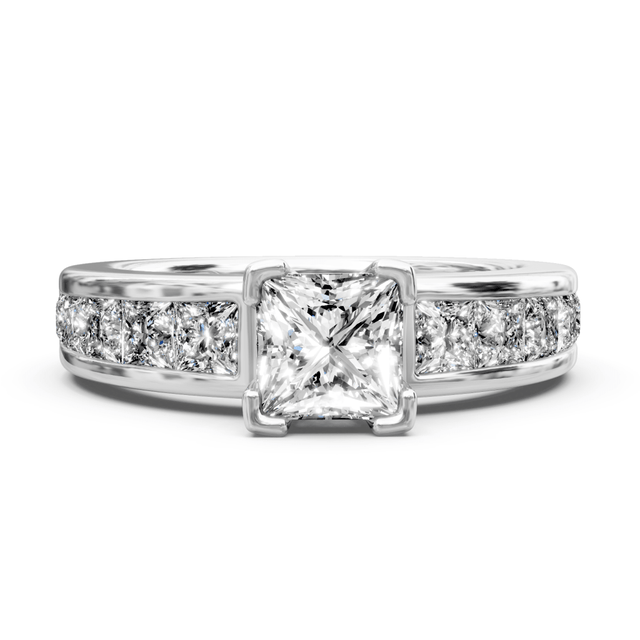 1.55-2.70 CT Princess Cut Natural Diamonds - Engagement Ring
