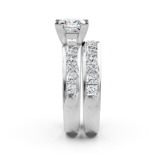 3.20-4.35 CT Princess Cut Natural Diamonds - Bridal Set