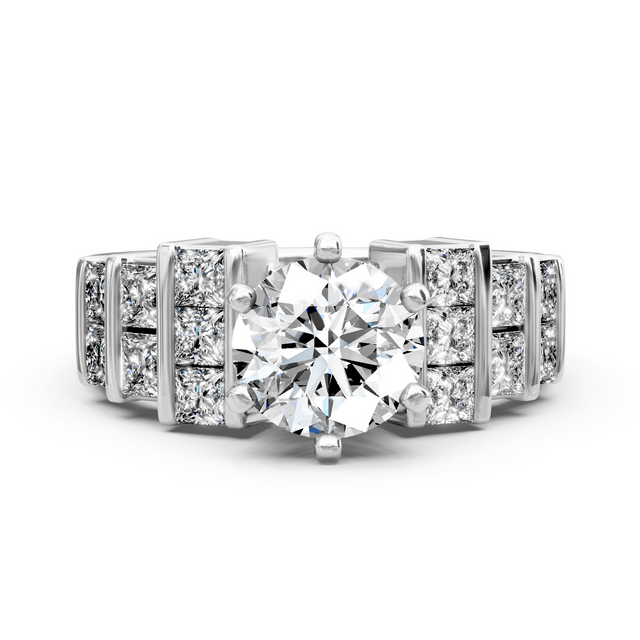 1.70-7.20 CT Princess & Round Cut Lab Grown Diamonds - Engagement Ring