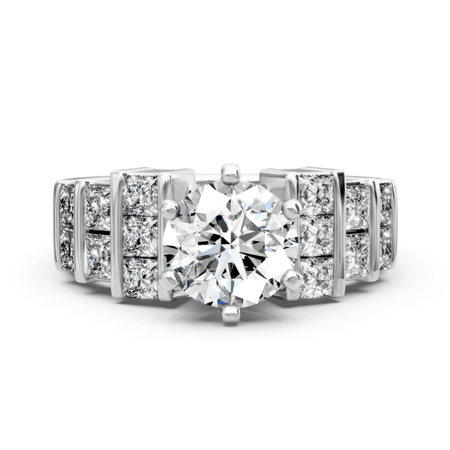 1.55-2.70 CT Princess & Round Cut Natural Diamonds - Engagement Ring