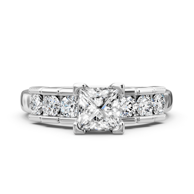 1.10-6.60 CT Princess & Round Cut Lab Grown Diamonds - Engagement Ring