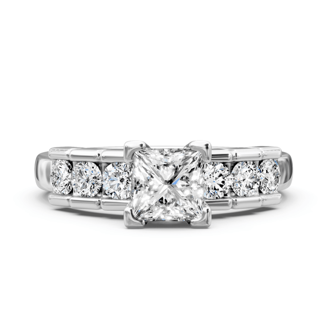 0.95-2.10 CT Princess & Round Cut Natural Diamonds - Engagement Ring