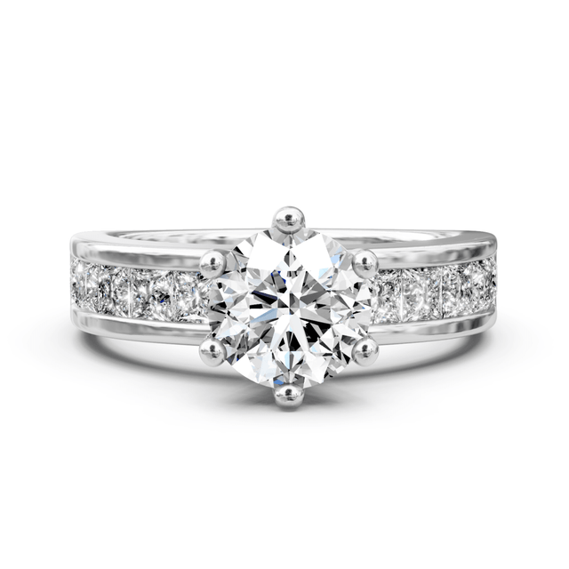 1.25-2.40 CT Princess & Round Cut Natural Diamonds - Engagement Ring
