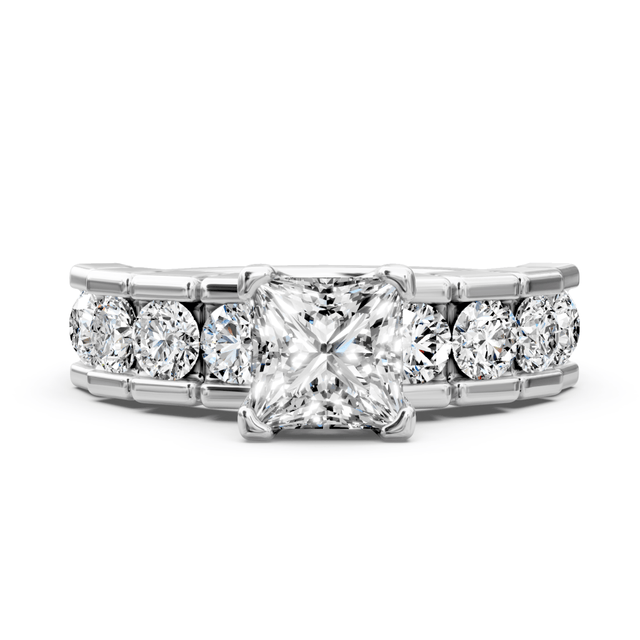 1.40-2.55 CT Princess & Round Cut Natural Diamonds - Engagement Ring