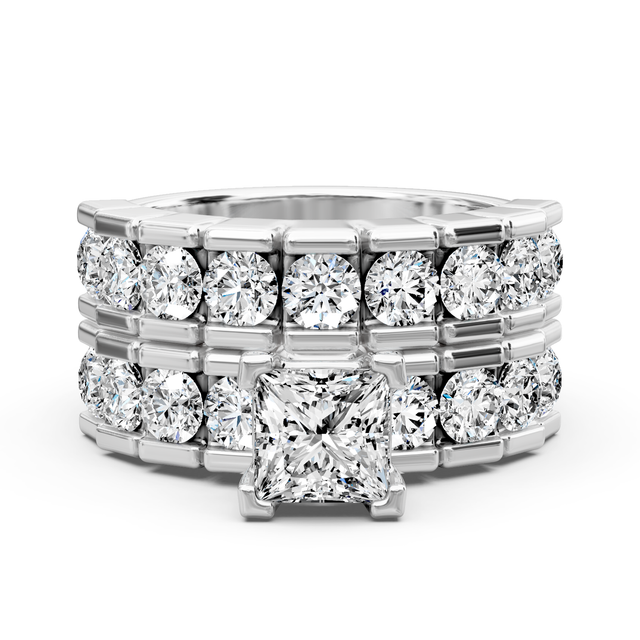 2.75-8.25 CT Princess & Round Cut Lab Grown Diamonds - Bridal Set
