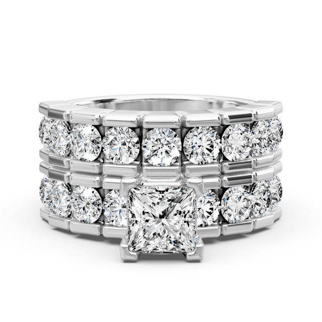 2.60-3.75 CT Princess & Round Cut Natural Diamonds - Bridal Set