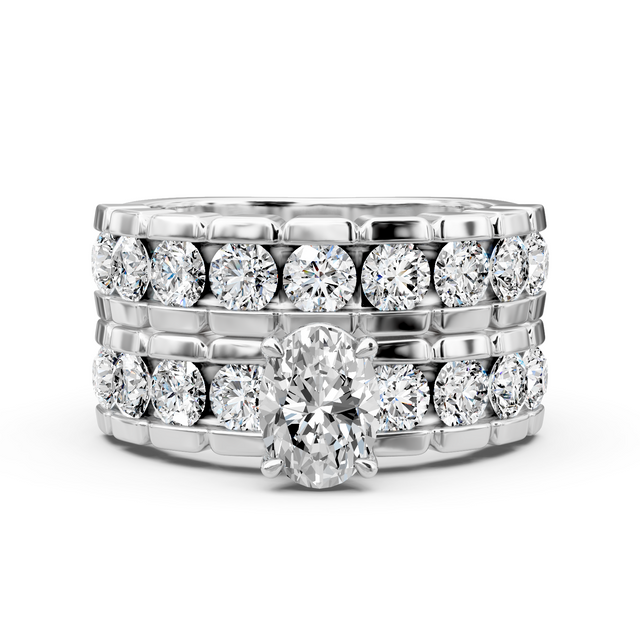 1.65-7.15 CT Oval & Round Cut Lab Grown Diamonds - Bridal Set
