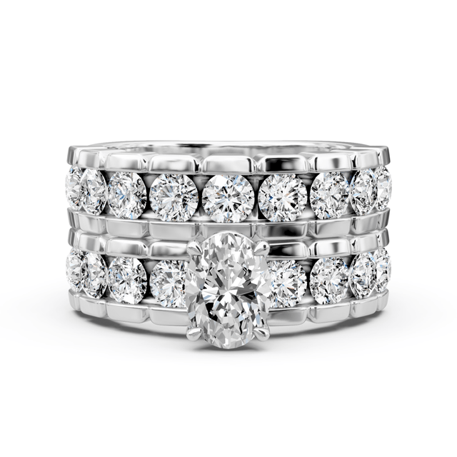 2.60-3.75 CT Oval & Round Cut Natural Diamonds - Bridal Set