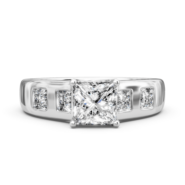 1.00-6.50 CT Princess Cut Lab Grown Diamonds - Engagement Ring